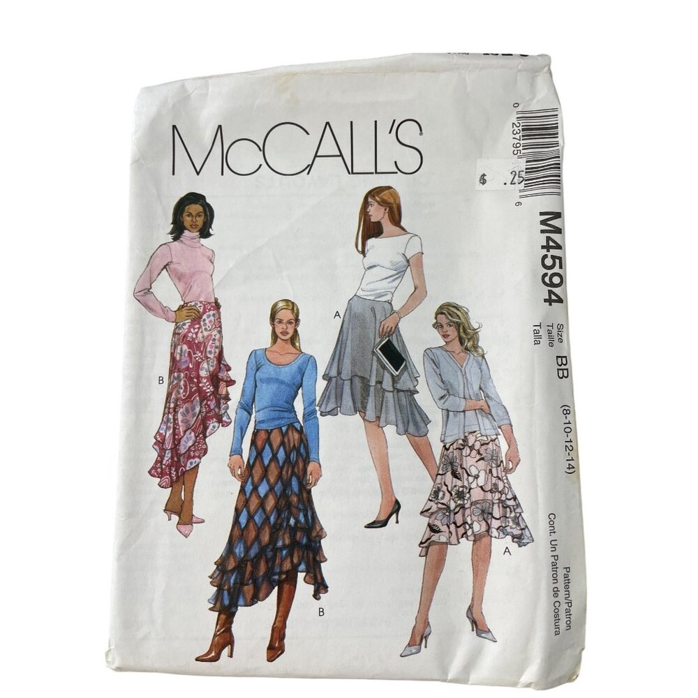 Y2K McCalls M4594 Sewing Pattern Size BB 8-10-12-14 Misses Flared Skirt UNCUT